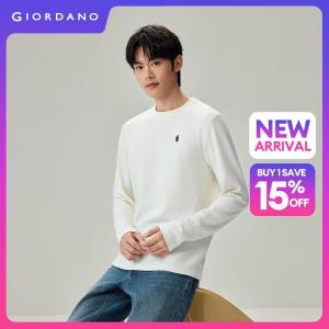 Giordano Beau Monde Men Knight chess embroidery long sleeve tee Free Shipping 13026644
