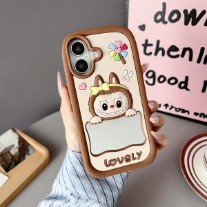 กระจกซิลิโคนเหลวเคสโทรศัพท์รูปหมีสตอเบอร์รี่สำหรับ iPhone 6 7 8 X XS XR 11 12 13 14 15 16ซีรีส์