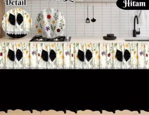 Gorden Dapur Minimalis Elegan & Custom - Motif Elegan/Geometris Bahan Poliester Tahan Angin