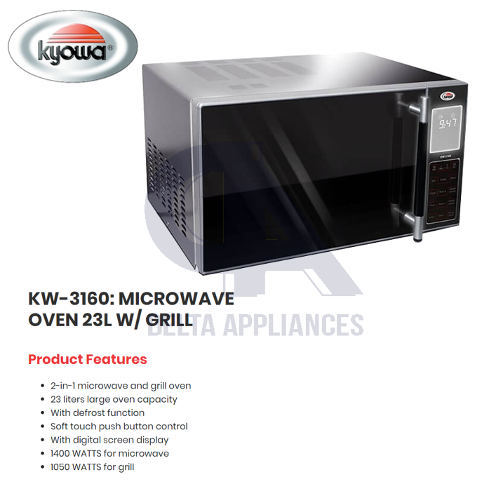 Kyowa KW-3160 Microwave Oven W/ Grill 23L Easy Clean Microwave
