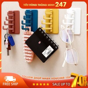 Móc Treo Đồ Dán Tường 4 Nhánh Xoay 180 Độ Hình Cây Thông - Giá Treo Đồ 4 Móc Kệ Móc Đồ Tiện Dụng Xoay