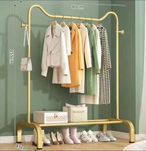 ไม้แขวนเสื้อราวทอง ที่แขวนเสื้อผ้าหูแมว  ขนาด 80*155*45 cm ใช้ได้หลากหลายสไตล์ ตกแต่งห้องนอน ระเบียง ราวตากผ้าในครัวเรือน ที่เก็บเสื้อผ้าเย็น เรียบง่าย เสาเดียว