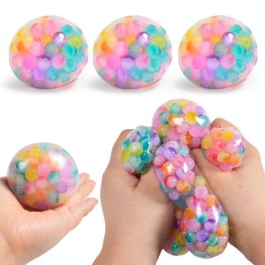 【Ready Stock+COD】SOUMNS SPORTS Squeeze Rainbow Bead Stress Ball TPR Soft Squeeze Toy Pinch Ball Kids Adults
