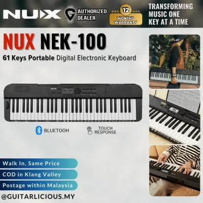 NUX NEK-100 61 Keys Portable Digital Electronic Keyboard with Touch Response and Bluetooth ( NEK100 )