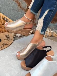 2025 Summer New Fish-Mouth Wedge Sandals For Women Fashionable Outdoor Slip-On Large Size Slippers