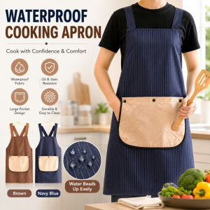 Stripe Waterproof Apron Chef Apron with Hand Towel Kitchen Cooking Barista Apron Work Clothes