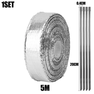 【COD&READY STOCK】5M Exhaust Pipe Heat Wrap Tape 2000 High Temp Fiberglass Aluminum Foil Thermal Shield for Car Motorcycle Truck Exhaust Header