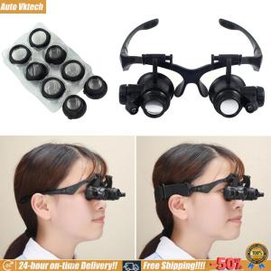 [Vktech]LED Magnifying Headband Head Wearing Magnifier Glasses Loupes for Reading Repair