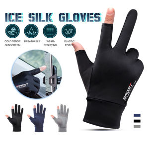 Stock Half Finger Motorcycle Gloves Ice Silk Non-Slip Riding Glove Breathable Sarung Tangan Motor Sun Protection Cycling Glove
