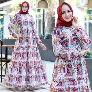 Fya Shope - Pakaian Baju Gamis Wanita Muslimah Model Maxi 3 Susun Rampel Mewah Long Dress Gamis Syari Fashionable Baju Gamis Elegant Modern Kekinian Baju Tunik Wanita Gamis Maxi Olivia / Best Seller / High Quality / Real Pict