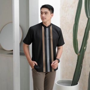 Baju Koko Lengan Pendek Koko Kombinasi Koko Pria Dewasa Bahan KATUN Size M XXL