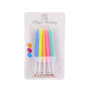 10 Pcs Lilin Spiral Ulang Tahun Kecil Pendek Metalik Emas Ulir Keriting Pastel Gold Berulir Birthday Candle Party Warna Warni Mix 10 IN 1