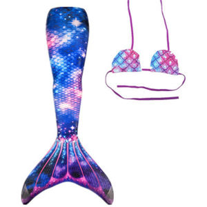 【Local shipment】【Kids】Parent-Child Mermaid Tail Costume Girls Swimsuit with Monofin Kids Mermaid Swimming Suits Cute Baby Swimwear Halloween Summer Beach Costume Bikini Set