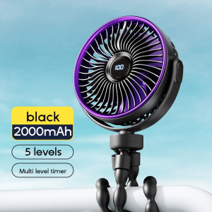 Portable Stroller Fan with 4 Speeds USB Rechargeable octopus Mini Fan with 360°Rotatable Flexible Tripod for Handheld/Desk/Car Seat/Treadmill