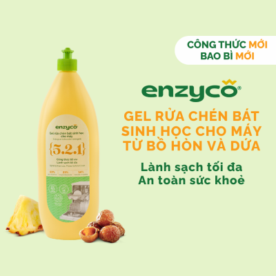 Nước rửa chén bát sinh học ENZYCO 850ml - Chiết xuất Bồ hòn và Enzyme Dứa