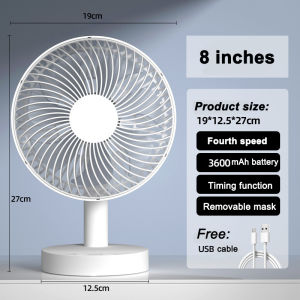 Local Stock Mini Desk Fan USB Fan Rechargeable Fan Fashion 3600MA Portable Air Cooler Baby Stroller Bedside Home Office Bedroom