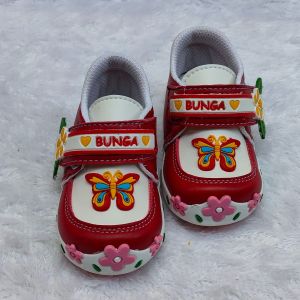SEPATU ANAK PEREMPUAN TERBARU MOTIF KUPU KUPU BUNYI CIT CIT UMUR 8BLN-3THN