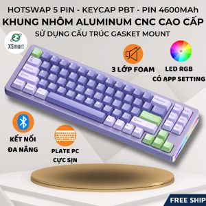 Bàn Phím Cơ Bluetooth Khung Nhôm ALUMINUM XM-M71 Cấu Trúc GASKET Hotwsap 5 Pin Mạch Xuôi Cao Cấp Gõ Cực Sướng