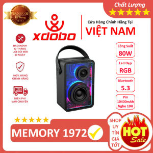 [ TẶNG CỦ SẠC ] Loa Bluetooth 5.0 XDOBO MEMORY 1972 Công Suất 80W Chống Nước IPX5 Pin 10400Mah Hỗ Trợ Thẻ TF USB AUX - Bảo hành chính hãng 12 tháng