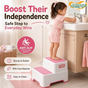 Aoduoyaya Toddler Step Stool Double Layer Anti Slip Easy Clean Bathroom Sink Potty Training Kids Safe
