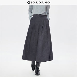 Giordano Women Half elastic waist pleated culottes Free Shipping 05415868