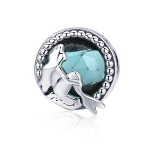 BAMOER Free Shpping October 925 Sterling Silver Mermaids Missing Round Charms Beads fit Women Bracelets Necklaces DIY Jewelry Making SCC894