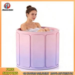 Winnereco Ice Bath Tub Diameter 27.56in Folding Adult Bath Tub Household Thickened Insulated Foldable Bathtub for Shower Baths at Home Indoor & Outdoor