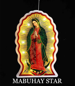 MABUHAY STAR Christmas Lights Virgin Mary & Child Jesus Wall Frame / Bracket Design Lights Warm White 43CM*32CM