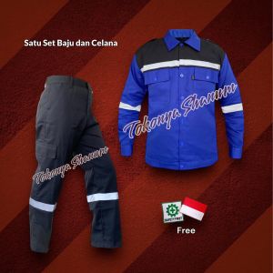 Setelan Wearpack Safety Kombinasi / Atasan Safety / Kemeja Safety / Seragam Proyek Wearpack Kerja Lengan Panjang K3