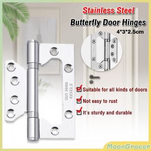 M.G 2Pcs Stainless Steel Butterfly Door Hinges 4 Inches Silver