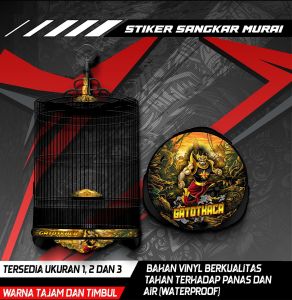 Stiker Decal Sangkar Burung Murai Sangkar Bulat Custom High Quality Desain Gatot Kaca Anti Air