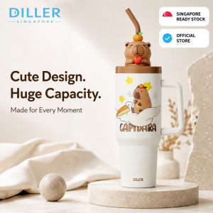DILLER 1200ML Capybara Tumbler 304 Stainless Steel Vacuum Insulated Cup with Straw & Handle | Hot & Cold Thermal Bottle