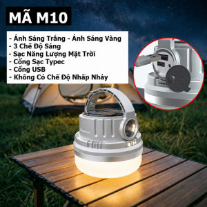 Đèn Cắm Trại Ngoài Trời Sạc Năng Lượng Mặt Trời Đèn LED Sạc Tích Điện Camping Dùng Khi Mất Điện