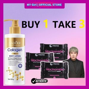【MY Girl】Buy 1 Take 3 Sadoer Collagen Whitening Lotion + PRESTIGE Niacinamide 10x Whitening Soap Set