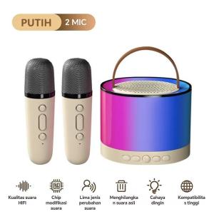 K52 Speaker Bluetooth Mini Portable Karaoke 2 Mic 1 Set Full LED Wireless Karaoke With Mic Speaker