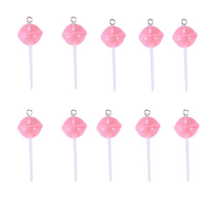 [haoh] 10Pcs Set Resin Transparent Lollipop Charms Pendant Jewelry DIY Making Craft