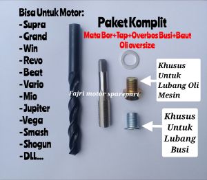 Paket Komplit Tap Senai Mata Bor Untuk Pasang Overbos Busi dan Oversize Lubang Baut Oli Mesin