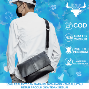 Tas Kulit Selempang Kerja Pria Import Premium Warna Coklat Dan Hitam Waterproof Tas Slempang Kulit Cowok Distro Keren Terbaru 2023 Anti Air Slingbag Kulit Pria Berkualitas TNG A25