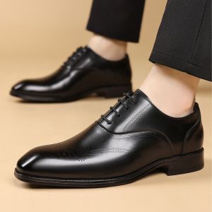 CHMOZYF Autumn Brock leather mens version breathable business dress casual wedding leather shoes