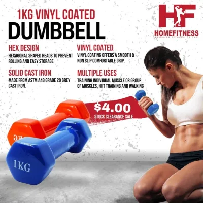 1KG Vinyl Coated Dumbbell- per piece