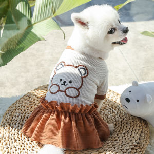 Couple Pet Clothes Cute Bear Dog Dress for Shih Tzu Puppy Tshirt Cat Costume Dog Skirt