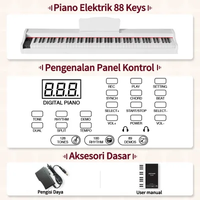 Benston Music-Keyboard elektronik digital keyboard elektronik 88 tombol keyboard elektronik khusus pengajaran pemula keyboard dinamik koneksi Bluetooth