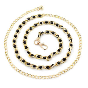Happy Mall COD H-41# Women Faux Pearl Metal Thin Waist Chain Belt Bead Tie Waistband Strap Fashion