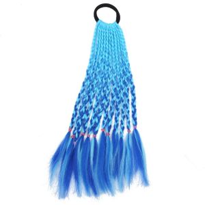JPTD Gradient Tóc đuôi ngựa bện hộp Tổng hợp Đàn hồi Tóc Giả xoắn nhiều màu Phụ kiện tóc Dây cao su Bím Tóc bẩn cho bé gái Trẻ em/người lớn