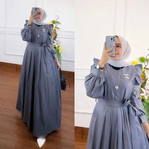 Pabrik Baju ALORA DRESS BO Bahan CERUTY BABYDOLL FULL FURING FREE BROSS Gamis Dres Wanita Terbaru