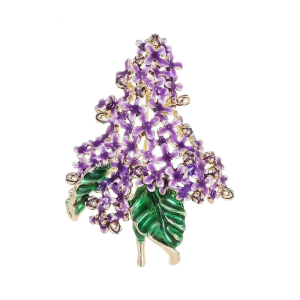 Sturdy Alloy Floral Brooch Featuring Delicate Lilacs Secure Fastening Designs for Sensitive Skin