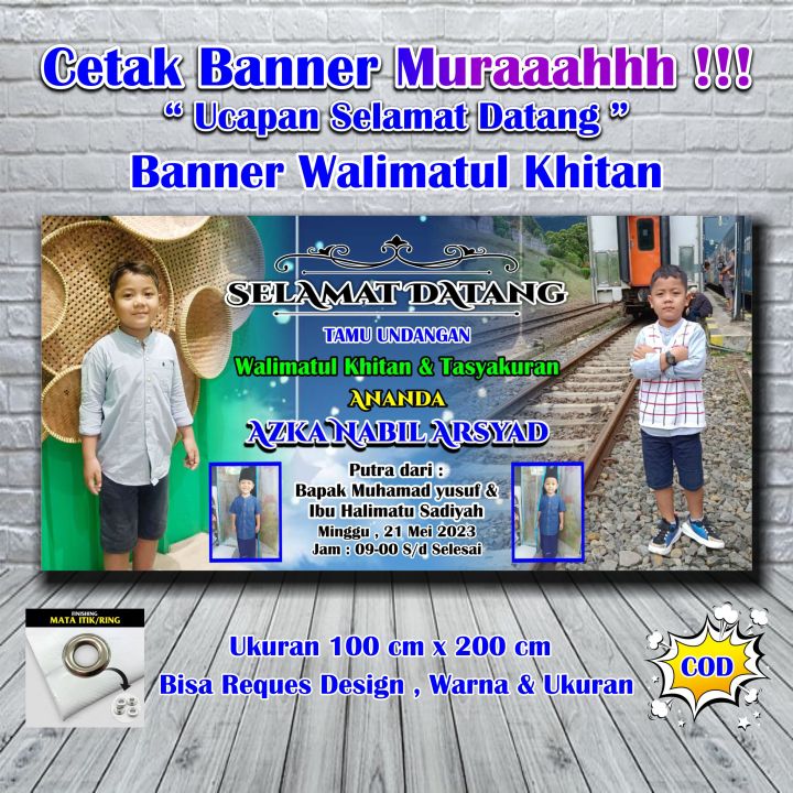 Spanduk Banner Khitanan & Selamat Datang ukuran 1 meter x 2 meter