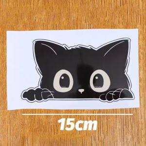 【WOKEN】2PCS Car Cat Eyes Peeking Sticker Poor Cat Is Stealing with Big Eyes Watch Vinyl Car Styling Cover Waterproof PVC