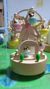 ljhnba Windmill Music Ferris Wheel Carousel Wooden Ferris Wheel Music Wind Up Mechanism Rotating Ferris Wheel Music
