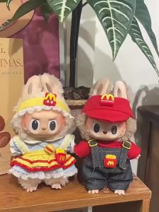Labubu 17cm Phụ kiện trang phục cho búp bê Labubu V1 V2 Thời trang tạp dề khoai tây chiên Mũ M Trang phục cosplay